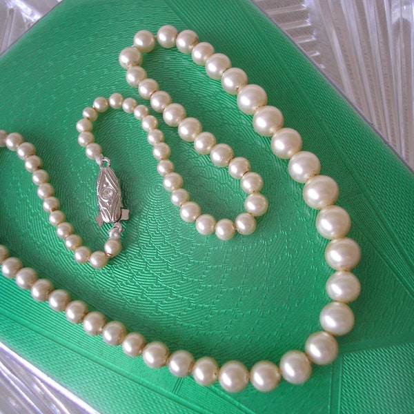 Antique CIRO Pearls, CIRO Pearl Necklace, Art Deco Pearls, Single Strand Pearls,  Vintage Pearl Choker, Original Receipt And Box