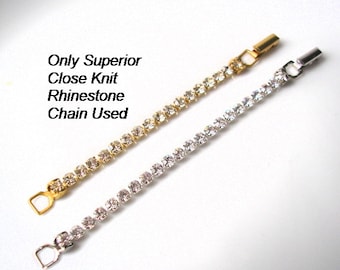 COLOURED Rhinestone Necklace Or Bracelet Extender, SILVER  Snap Lock Extender, Fold-Over Clasp,  Necklace Lengthener, Bracelet Extension