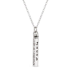 Solid Sterling Silver Swivel Bar Necklace -Hand Stamped Jewelry