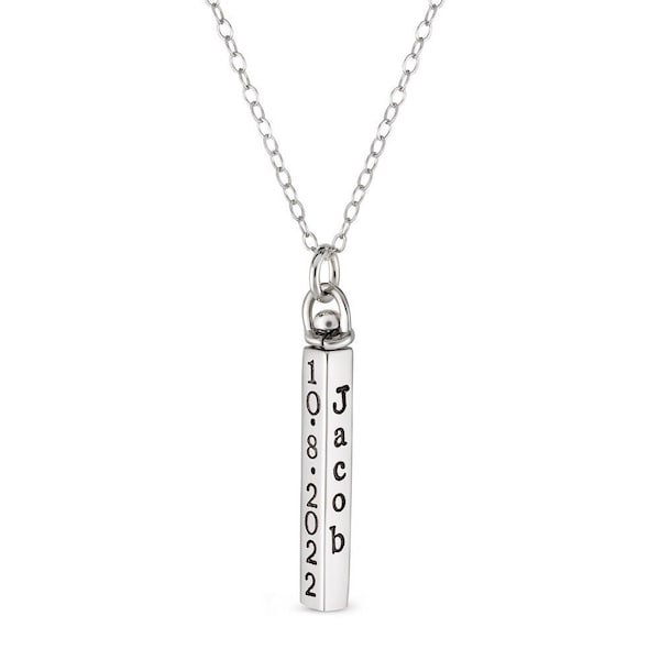 Solid Sterling Silver Swivel Bar Necklace -Hand Stamped Jewelry