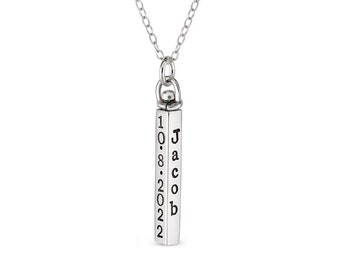 Mother's Day Gift! - Swivel Bar Necklace - Sterling Silver Hand Stamped Jewelry