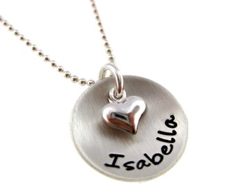 One Name with Puffy Heart - Sterling Silver Jewelry By Hannah Design