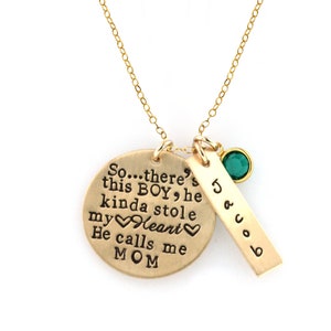 So..There's This Boy Who Stole My Heart, He calls me MOM - Personalized Mother & Son Necklace 14k GOLD FILLED Necklace