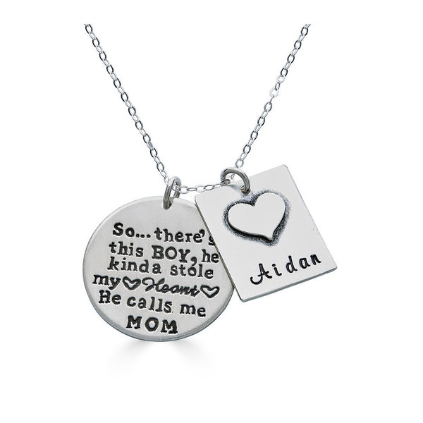 Mother's Day Gift! So..There's This Boy Who Stole My Heart, He calls me MOM - Personalized Mother & Son Necklace