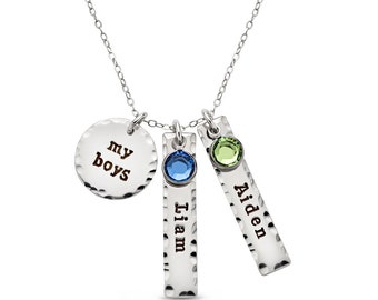 Sterling Silver My Boys Necklace