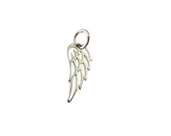 Angel Wing Charm - Sterling Silver Charm with Jumpring