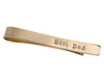 Tie Bar Clip - 14K GOLD Filled Personalized Hand Stamped Father's Day Tie Clip