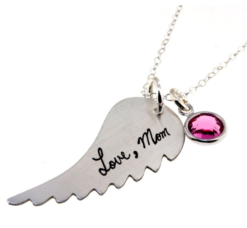 Actual Handwriting Angel Wing Sterling Silver Necklace
