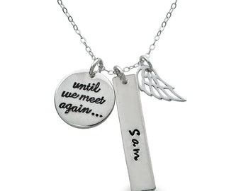 By Hannah Design Sterling MEMORIAL Personalized Necklace with Angel Wing Charm