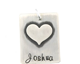Sterling Silver Rectangle with Fused Heart