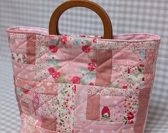 Handmade Bag - Strawberry & Cherries with Wooden Handle