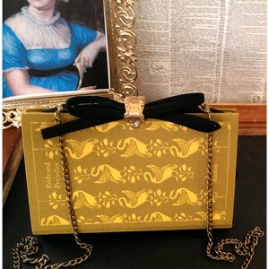 Book Clutch Pride and Prejudice by Jane Austen Literary Book Clutch Chartreuse Swan Print Made to Order