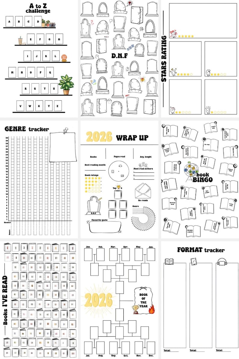 Digital Reading Journal 2026 | Book Tracker & Planner (printable) - Etsy