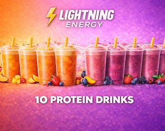 Lightning Energy Specialty Protein Powdered Beverage Mix Flavors Sugar Free Caffeine Pack of 10