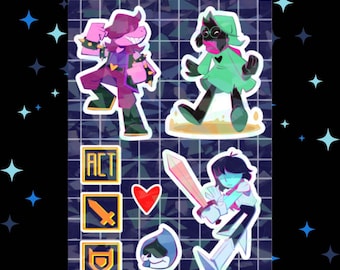 Deltarune - Hoja de calcomanías holográficas de 4 x 6 pulgadas