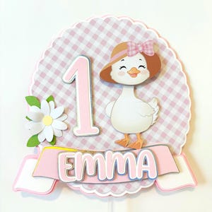 Silly Goose First Birthday Cake Topper: Pastel Pink Cardstock
