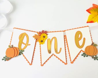 Fall Pumpkin ONE Banner, First Birthday High Chair Decor