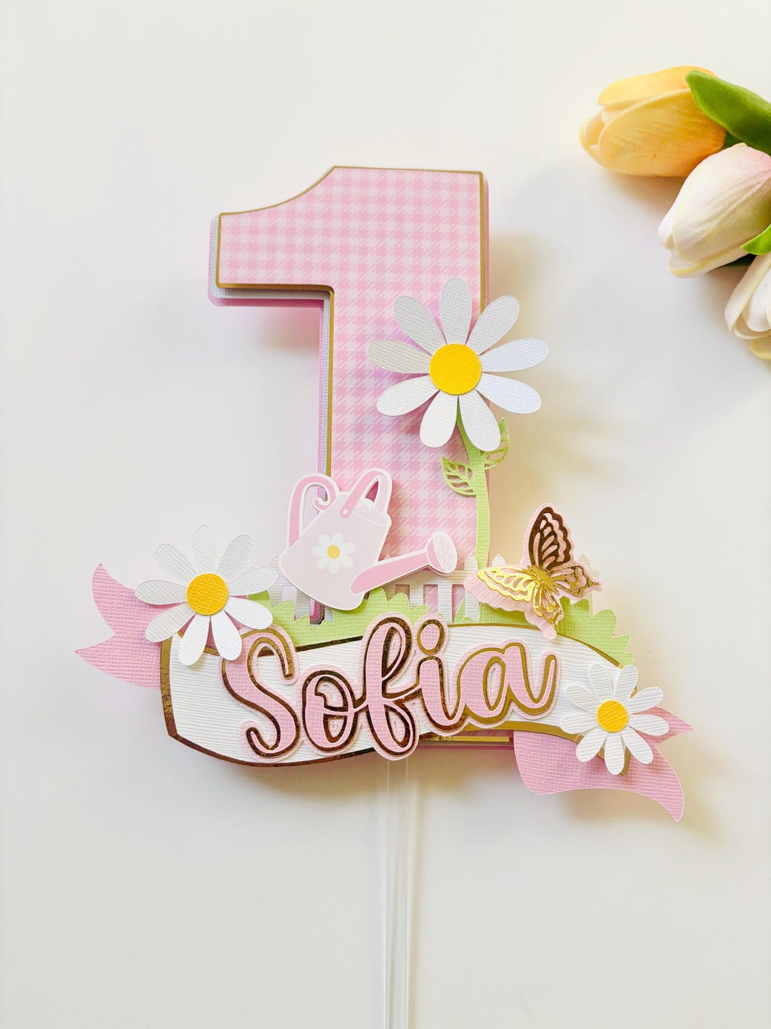 Pink Daisy Number One Cake Topper: Floral 1st Birthday Decoration - Etsy