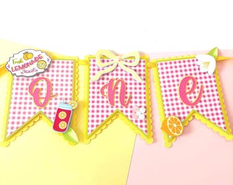 Pink Lemonade First Birthday High Chair Banner