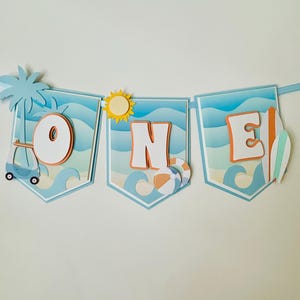 The Big One Highchair Banner, Theme First Birthday Banner, Beach Themed Birthday Banner,The Big One Surf Party,Surf 1st Birthday Party Decor