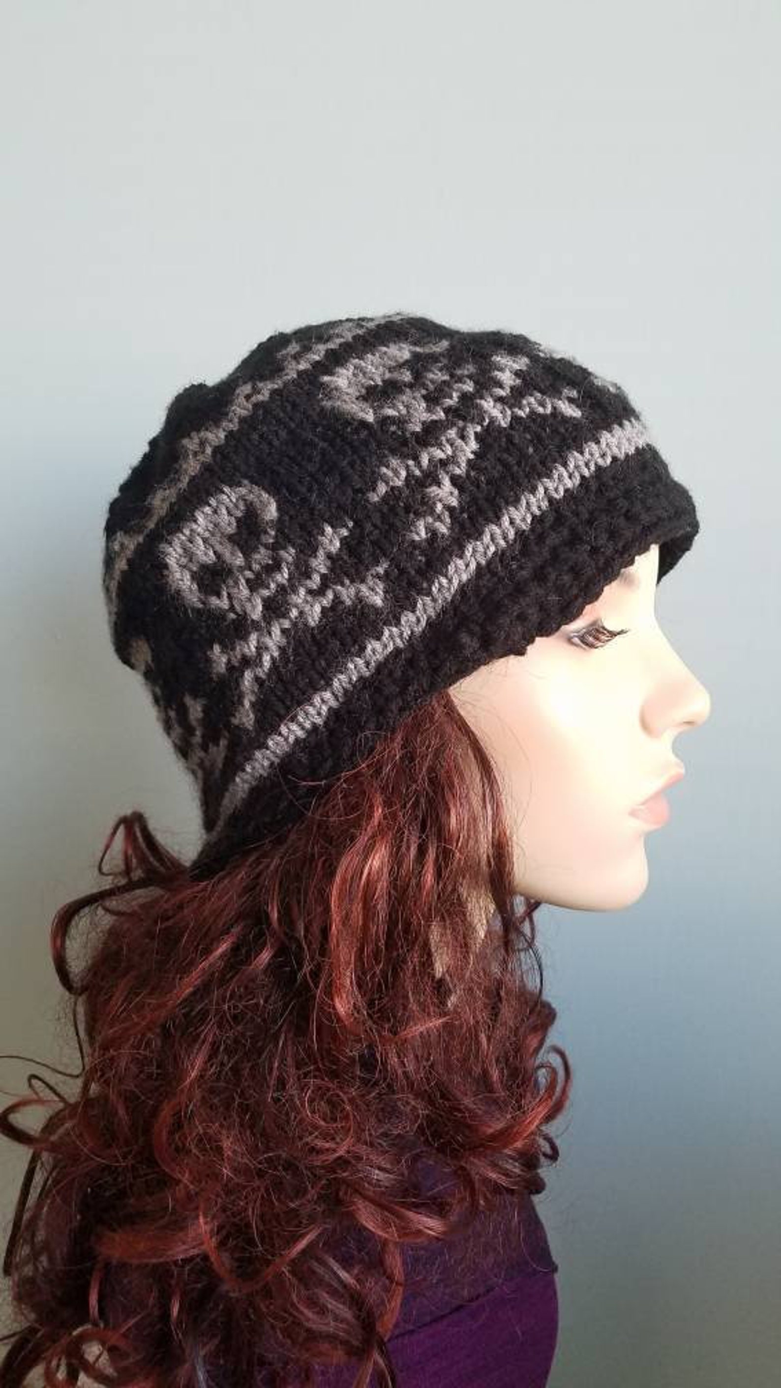 Knit Hat With Skulls/ Unisex Hat / Hand Knitted Skull Cap With Etsy
