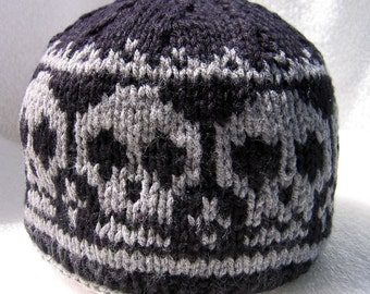 Knit skull cap,knitted skull beanie / Pirate Ahoy-Knitted Skull Hat / unisex hat/ hand knitted beanie/skull lover