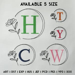 Flower Alphabet Embroidery Design, Spring Alphabet Letters Embroidery Design, A - Z Text Machine Embroidery Design, 5 Size, Digital Download