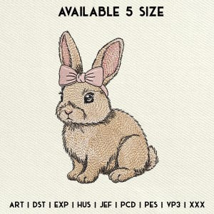 Cute Easter Bunny Coquette Embroidery Design, Easter Rabbit Embroidery Design, Easter Coquette Machine Embroidery File, Instant Download