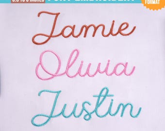 Signature Script Embroidery Font, BX Font Machine Embroidery Alphabet, PES DST, 6 Sizes, Instant Download