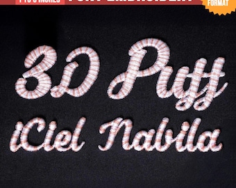 3D Puff Broderitypsnitt: iCiel Nabila, kursivt alfabet (digital nedladdning)