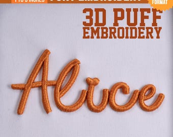 3D Puff Cursive Script Broderitypsnitt: | BX-typsnitt | PES DST-typsnitt + 5 fler maskinformat, omedelbar nedladdning