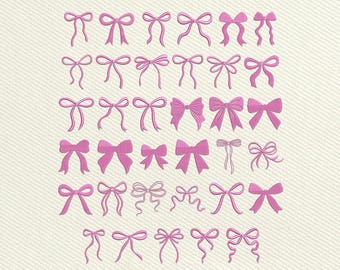 Pacchetto ricamo Coquette rosa / 35 disegni fiocco / Download immediato