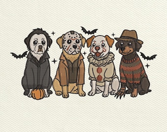 Halloween Dog Embroidery Design, Halloween Characters Embroidery Design, Halloween Machine Embroidery, Instant Download, Included 5 Sizes