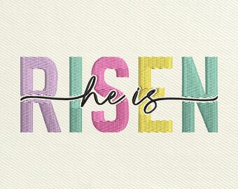 He Is Risen Stickdatei, religiöses Osterfest (Instant Download)
