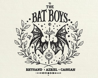 The Bat Boys Double Sided Embroidery Design, ACOTAR Embroidery Design File 2 Side, Vintage ACOTAR Bookish Machine Embroidery Files