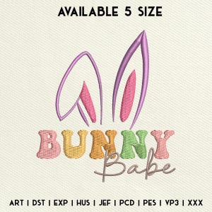 Easter Bunny Babe Embroidery Design, Happy Easter Embroidery Design, Easter Bunny Machine Embroidery File, Instant Download, 5 Size