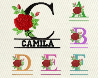 A to Z Flower Alphabet Embroidery Design, Rose Flower Letter Embroidery Design, Letter Machine Embroidery Design, Floral Monogram, 5 SIZE