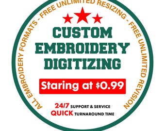 Custom Logo Embroidery Digitizing, Personalized Design (Digital File)