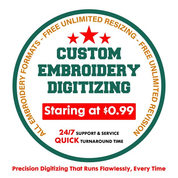 Custom Logo Embroidery Digitizing, Personalized Design (Digital File)