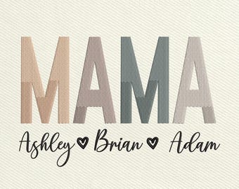 Custom Mama Embroidery Design with Kids Name, Children's Name Embroidery, Mom Machine Embroidery, Mother's Day Gifts, Instant Download