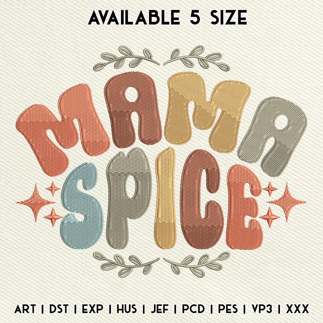 Mama Spice Embroidery File, Retro Fall Digital Embroidery Design ...