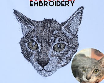 Custom Three Cat Embroidery Design Files, Custom Cat Portrait Embroidery Design, Embroidery Portraits, Pet Memorial Gift, Personalized Pets