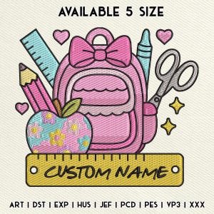 Custom Teacher Name Embroidery Design, Back To School Teacher Embroidery File, First Day School Machine Embroidery, Instant Download