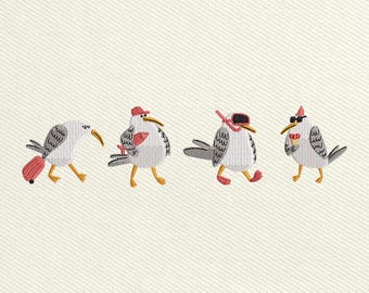Seagull Embroidery Design, Funny Seagull Embroidery File, Animal Embroidery Machine File, Instant Download, 5 Sizes Included