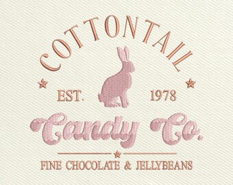 Easter Bunny Embroidery Design, Cotton Tail Candy Company (Instant Download)