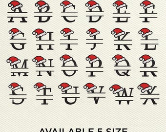 Christmas Alphabet Embroidery Design, Monogram Letters Embroidery Design, Alphabet A - Z Christmas Text Machine Embroidery Design, 5 Size