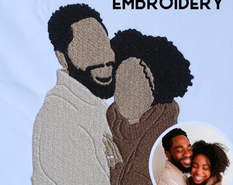 Custom Couple Portrait Embroidery Design Files (Digital Product)