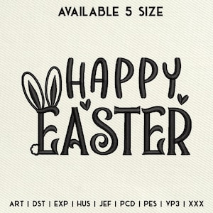 Happy Easter Embroidery Design, Easter Bunny Embroidery Design, Religious Easter Machine Embroidery File, Instant Download, 5 Size