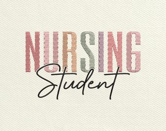 Nursing Student Embroidery Design, RN Nurse Embroidery Design, Nurse Life Machine Embroidery Files, Instant Download, 5 Size