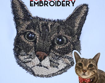 Custom Cat Embroidery Design Files, Custom Cat Portrait Embroidery Design, Embroidery Portraits, Cat Memorial Gift, Personalized Cat Design